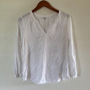 old navy white lightweight long sleeve v neck | size: S